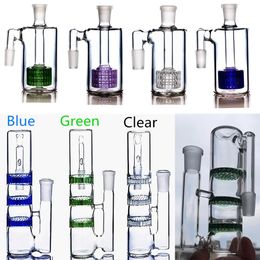 Blaue Matrix-Perc-Aschenfänger für Shisha-Bongs, lila Waben-Duschkopf, Glaspfeifen, Recycler, Wasser-Dab-Rigs, Eisfänger, Raucherzubehör