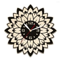 Wall Clocks Lotus Flower Mandala Wood Art Clock For Yoga Studio Daisy Floral Mediation Home Decor Silent Non Ticking Watch