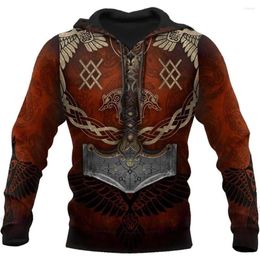 Men's Hoodies Norse Mythology Viking Armor Tattoo 3D All Over Printed Men's Spring Unisex Casual Long Sleeve Men Clothing Pullover