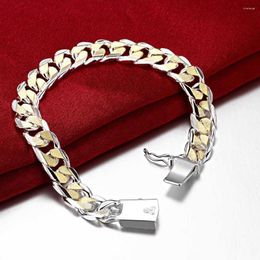Link Bracelets Men Cool Sexy 10 Mm Gold Silver Chain Square Buckle 925 Bracelet Style Selling Male Jewellery