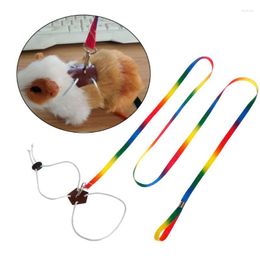 Dog Collars Pet Leash Small Pets Harness Hamster Chinchilla Squirrel Outdoor Adjustable Chest Lead Rope Colorful 1.3m Long Animal