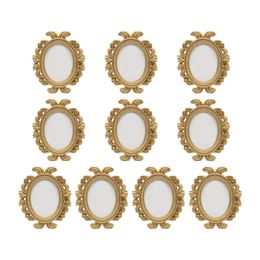 50PCS Retro Wedding Favours Baroque Style Gold Elliptical Photo Frame Birthday Party Decoration Supplies Oval Design Place Card Holder