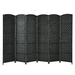 Screens Room Dividers 6-Panel Room Divider 6.5Ft Weave Fibre Folding Privacy Screen Black Hw67707 Drop Delivery 2022 Home Garden Dhnmw