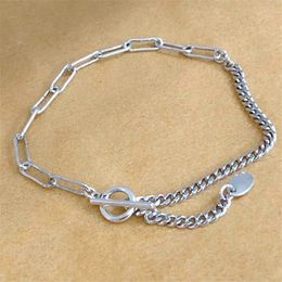 Link Bracelets Drop Korean Style Steampunk Cuban Chain Wrist Asymmetric Tibetan Silver Braclets For Women Present