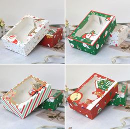 Christmas Gift Box Santa Papercard Kraft Present Party Favour Baking cake box muffin paper packing SN4219