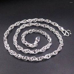 Chains Pure S999 Fine Silver Women Men Lucky 6mmW Twist Singapore Chain Link Necklace 22"L