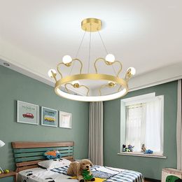 Chandeliers Decoration Children's Room Living Bedroom Modern Led Chandelier Lights Home Crown Indoor Ceiling Lamp Lighting Fixtures