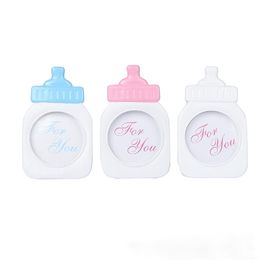 50PCS Baby Shower Favors Classic Blue Baby Bottle Picture Frame Birthday Party Decoratives Place Card Holder 3 Colors Available