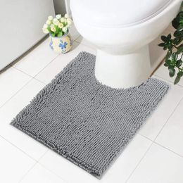 Carpets Olanly U-Shaped Chenille Toilet Rug Absorbent Quick Dry Soft Bathroom Plush Carpet Floor Decor Anti-Slip Shower Pad Bath Mat