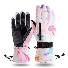 Ski Gloves New Women Non-slip Waterproof Warm ing Full Finger Touch Screen Wear-resistant Outdoor Winter Sports L221017