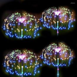 4pcs Outdoor Solar Garden Lights Copper Wire Waterproof Fireworks DIY Decorative Sparkles Stake Landscape Light