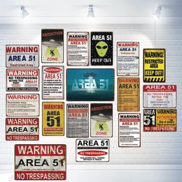 Warning Sticket Metal Painting Area 51 Warninng No Trespassing Retro Metal tin Sign Wall kitchen Home Outdoor Art Vintage Decor Poster 30X20CM