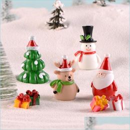 Garden Decorations Fleshy Scenic Basin Fairy Garden Accessory Santa Claus Snowman Furnishing Articles Key Buckle Pendant With Variou Dhi0B