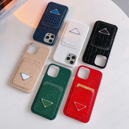 Luxury P Triangle Crocodile Pattern Phone Cases for iPhone 14 13pro 14pro 14plus 13 Mini 12 12pro 11 Pro Max Leather Card Pocket Case Anti-Shock Mobile Phones Cover