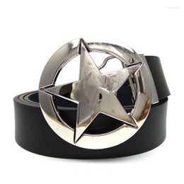 Belts Black Casual For Men To Wear With Jeans Circle Star Western Cowboy Round Silver Metal Buckle Cool Male Fashion Accessories