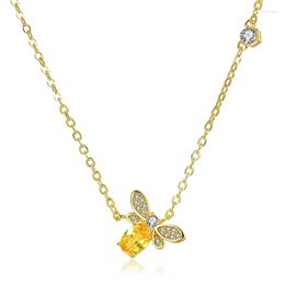 Pendant Necklaces Szelam Yellow Crystal Animal Bee Rhinestone Jewelry Necklace Woman 2022 Collar De Mujer SNE190070