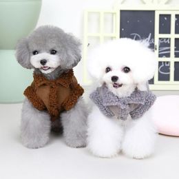 Dog Apparel Clothes With Tow Ring Acrylic Keep Warm Peach Skin Velvet Vest Pet Cotton Coat For Winter