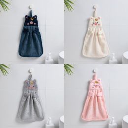 Soft Korean Style Hand Towel Cartoon Pig Embroidery Handkerchief for Household Wall Mounted Kitchen Supplies RRA20