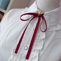 Bow Ties Simple Bee Tie Shirt Collar Pin Fashion Pearl Ribbon Fabric Bowtie Brooches Women Student School Girls Clothing Accessories