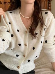 Women's Sweaters Kimotimo Heart Print Knitted Vest Female Autumn Winter Vhals Loose Women Sweater Korean Retro Metal Single Breasted Vests J220915