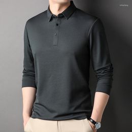 Men's Polos Long Sleeve Men's Polo Shirts Spring Autumn Solid Color Business Casual Male Fashion Slim Fit Man Tees 3XL