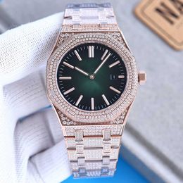 2023Wristwatches Handmade Of Diamonds Watch Mens Automatic Mechanical Watch 41mm With Diamond-studded Steel Sapphire Busins Wristwatch Mo