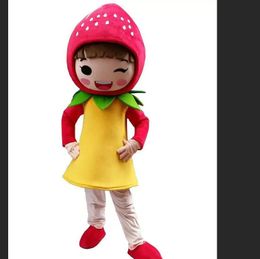 Discount factory sale Fruit Strawberry girl Mascot costume Cartoon Character Adult Mascot costumes for Halloween party