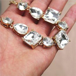Choker Elegant Full Shiny Crystal Jewelry Charm Antique Gold Wedding Statement Necklace For Women Luxury Bridal Clavicle Chain