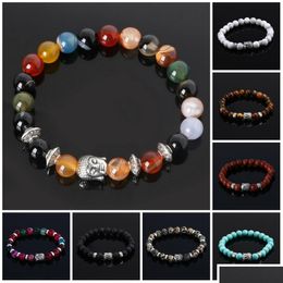 Charm Bracelets Mens Bracelets Luxury Jewellery Bead Natural Stone Anchor Beaded Buddha Bracelet For Men Women Lava Chakra Drop Deliver Dhe82