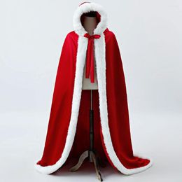 Wraps Red Women Warm Faux Fur Trim Winter Bridal Cape Long Wedding Cloaks Hooded Christmas Thermal Thicken Outdoor Lady Rolled Cloak