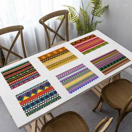 Table Mats 42x32cm Bohemia Ethnic Style Linen Tables Mat Heat Resistant Placemat For Drink Cup Home Decor Kitchen Accessories