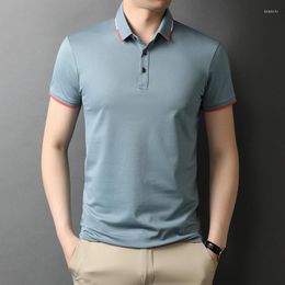 Men's Polos 2022 Summer Cotton Mens Polo Shirts Luxury Short Sleeve Solid Colour Business Casual Male Tops Slim Fit Simple Man Tees 3XL