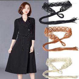 Belts Desinger 2022 Fashion Lady 6cm Wide Retro Hand Woven Wax Stripe Style Waist Seal Tassel Decoration Belt BG-1592