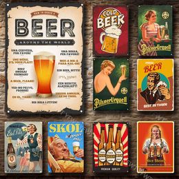 Drink Beer Metal Painting Tin Sign Funny Save Water Sexy girl Poster Plaque Metal Vintage Wall Decor Bar Pub Club Man Cave Decorative Plater Size 30X20CM