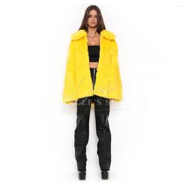 Women's Fur Winter Faux Jackets Womens Hoodies Yellow Warm Female Imitation Cape Padded Shawl Coat Lady Trendy Clothing