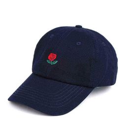 New Rose Dad Hat Women's And Men's Adjustable Embroidery Flower Baseball Cap On Summer Sun Hats Solid Colour Outdoor Caps TG0054 G221018