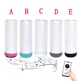 20oz Sublimation Blank Music Mugs Double Wall Stainless Steel With Wireless Speaker Tumbler Outdoor Portable Sport Water Bottle For Gifts