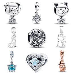 925 Sterling Silver Dangle Charm Women Beads High Quality Jewelry Gift Wholesale Kitten Puppy Tortoise Animal Bead Fit Pandora Charms Bracelet DIY