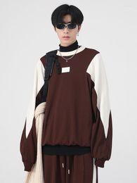 Men's Tracksuits Men's Wear Autumn Korean Fashion Sports Suit 2022 Round Neck Contrast Colour Sweatshirt Wide Leg Trousers 9A5400