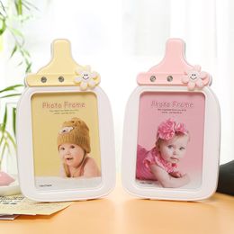 10PCS Cute Baby Christening Party Decoration Supplies 7 inch Creative Baby Bottle Photo Frame Boutique Cartoon Picture Frames Birthday Souvenirs