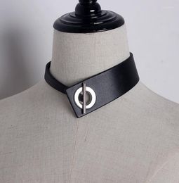 Pendants European Choker Dark Punk Necklace Collar Japanese Pu Leather Metal Buckle Short Jewellery