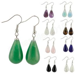 Big Size Teardrop Dangle Earrings Women's Jewellery Fashion Natural Amethysts Quartz Opal Lapis Lazuli Stone Drop Earrings