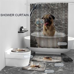 Funny Dogs Shower Curtain Cute Puppies Pets for Bathroom Decor Polyester Fabric Waterproof 70x70 Inch 220429