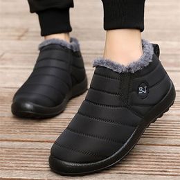 Botas masculinas sapatos de inverno à prova d'água para deslizamento no tornozelo manter quente neve botas hombre com botins 221019