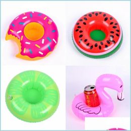 Other Pools Spashg Nflatable Drink Cup Holder Donut Watermelon Pine Shaped Floating Mat Summer Beach Swimming Pool Coaster Decor T Dhi2B