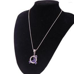 Pendant Necklaces Design Luxury Cancer Awareness Purple Ribbon Fibromyalgia Custom