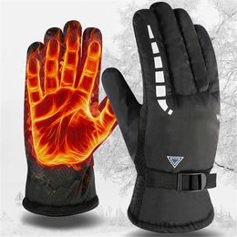 Ski Gloves Men Winter Warm Cycling Windproof Thicken Plus Velvet Adjustable Non Slip Cold Protection Climb Hiking L221017