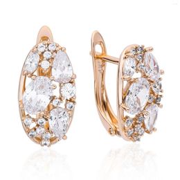 Dangle Earrings Hareshe Luxurious Natural Zircon 585 Rose Gold Color Copper For Woman Girl Engagement Jewelry