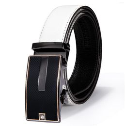 Belts Hi-TieBlack Automatic Buckles Ratchet Mens White Real Leather Vintage Waistband Belt For Men Jeans Dress Wedding Business