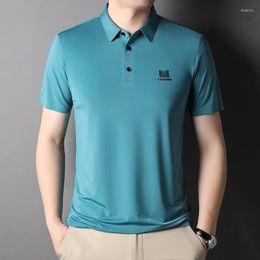 Men's Polos 2022 Short Sleeve Mens Polo Shirts High Quality Business Casual Embroidery Diamonds Male Tops Summer Simple Man Tees 3XL